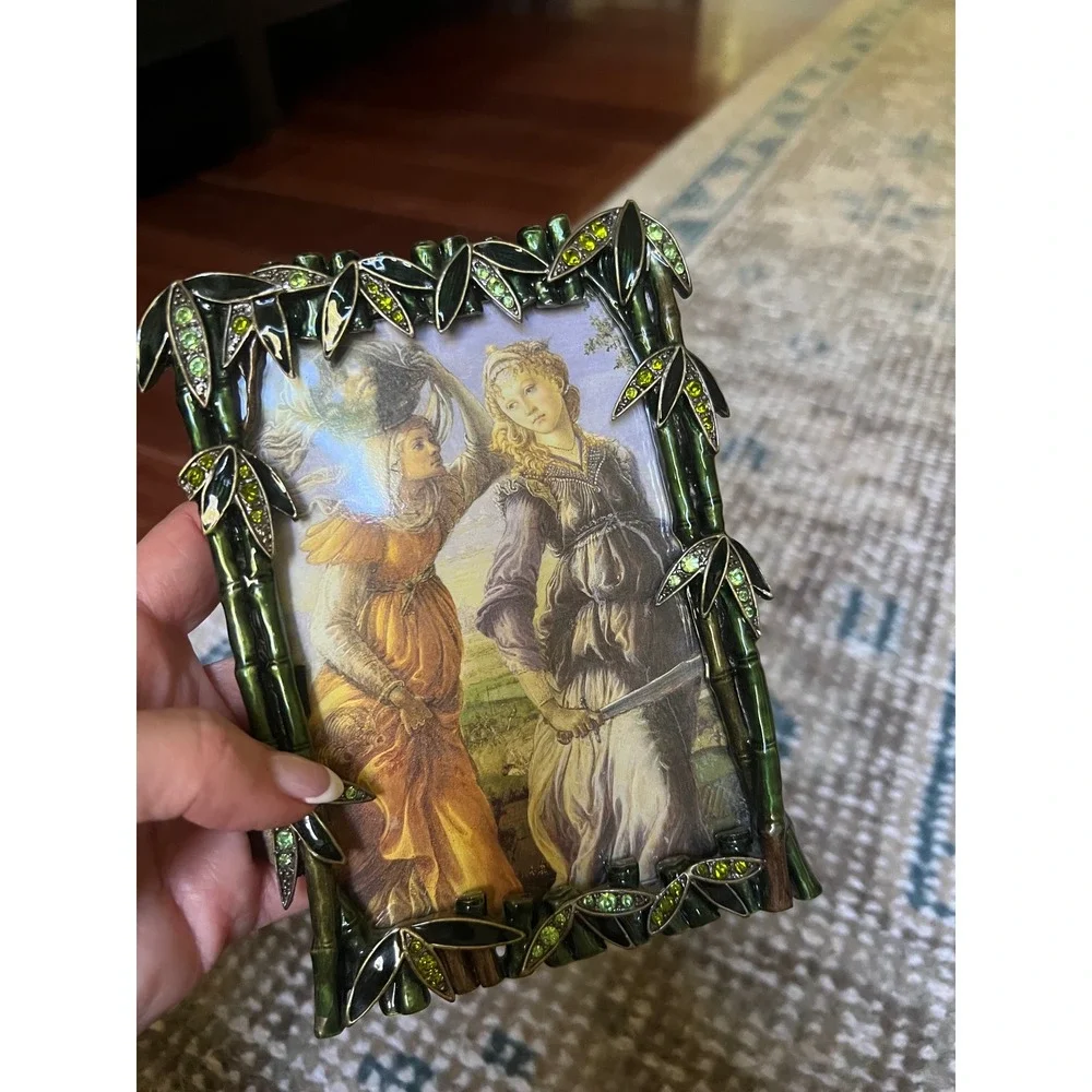 Tizo Italian Enamel Picture Frame Austrian Crystal Rhinestones 4x5 Collectible